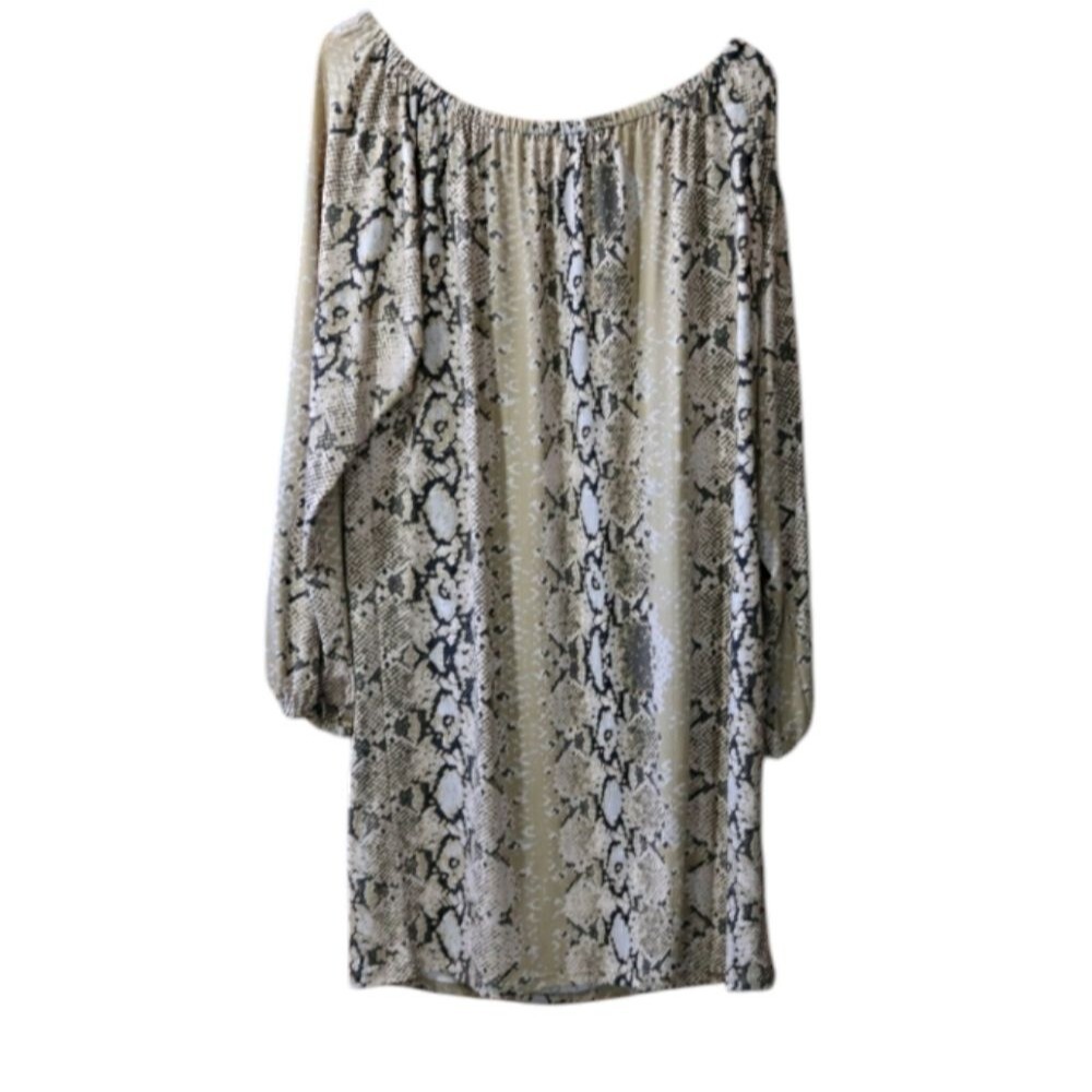 Michael Michael Kors Snake Print Stretch Dress Off Shoulder Y2K Glam LG